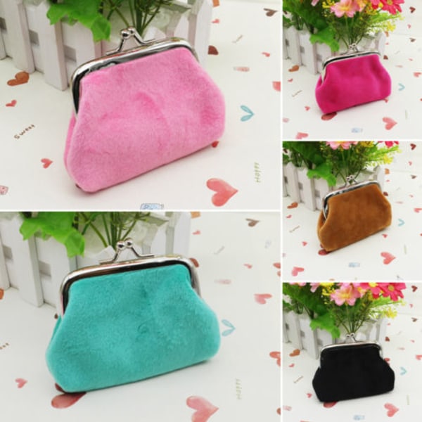 Dame Piger Lås Holder Nøgle Møntpung Tegnebog Kort Håndtaske Clutch Taske Rose red