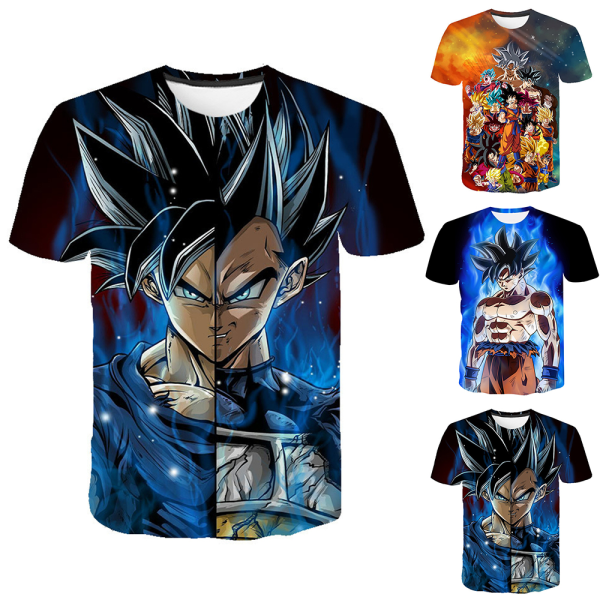 Kids Anime Z 3D Goku Summer Breach Kortärmad T-shirt print T-tröjor Blus Julpresent C 140cm