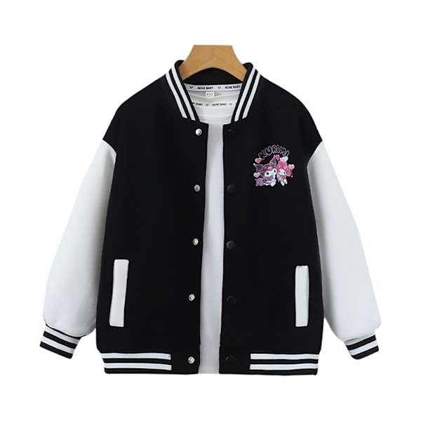 Sanrio Kuromi Basebolljacka för flickor 8-12 år, Varsity-stil, avslappnad skoljacka, topp Black 160cm