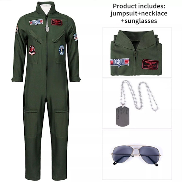 Herre Voksen Top Gun Film Cosplay Amerikansk Luftvåben Uniform Halloween Kostumer M