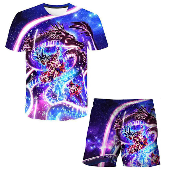 Dragon Ball Barn Pojkar Nattkläder Kortärmad T-shirts Toppar Shorts Sommar Outfit Sovkläder Pyjamas Set #4 140cm