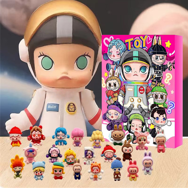 Julkalender 2024 med POPMART Actionfigurer, Modellleksaker, 24 Dagar Nedräkning, Blind Box Överraskningsgåva