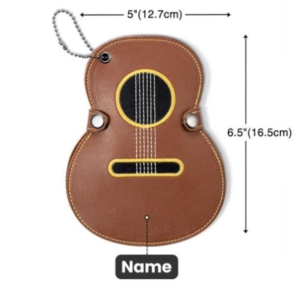 Personligt Gitarrplockfodral med 17 Fack, Personligt Fodral med Gravyr, Gitarrdesign i Läder, Förvaringspresent till Gitarrälskare Brown