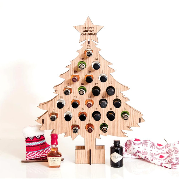 Julgran i Trä - Adventkalender för Vinflaskor A