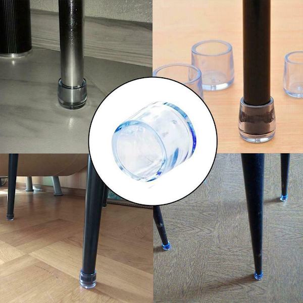 16 st 16 mm Stolsbensöverdrag i Silikon, Skyddande, Heminredning Transparent 16mm-16PCS
