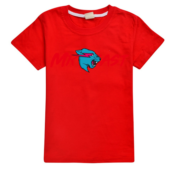Söta T-shirts för pojkar Barn Flickor Tecknade Kortärmade Rundhalsade Toppar Barn Pojkar Grafiska T-shirts Red 130cm