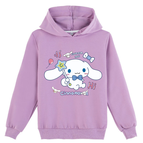 Børn Piger Cinnamoroll Print Sweatshirt Hættetrøje Hætte Pullover Langærmet Toppe Purple 130cm