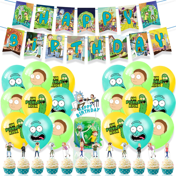 Rick og Morty-tema bursdagsballonger for barn
