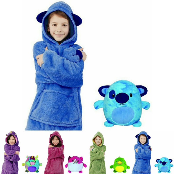 Plushfilt Hoodie - Mysig och varm filtjacka för barn blue