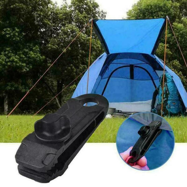 1 st återanvändbar tältduk tarp-klämma spänne campingverktyg black 1pcs