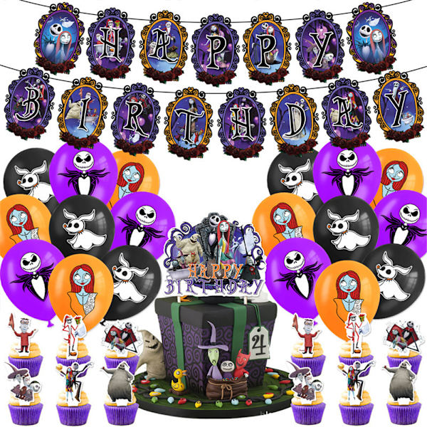 Nytt The Nightmare Before Christmas-tema för födelsedagsfest, ballongdekorationssats för barn