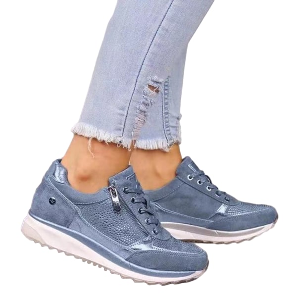 Damskor Sneakers Sport Casual Sidosnörning blue 36