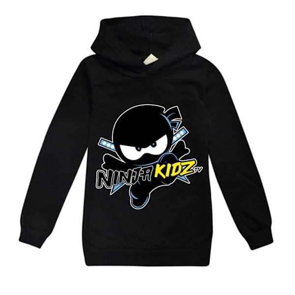 NUINJA Barn Hoodie Pojkar Flickor Långärmad Tröja Pullover Topp black 140cm