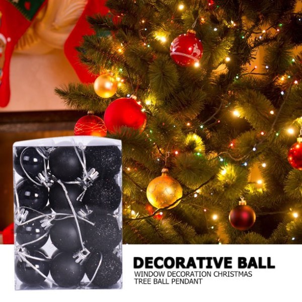 24 st julgranshängande bolldekoration hemfestdekoration black 24pcs