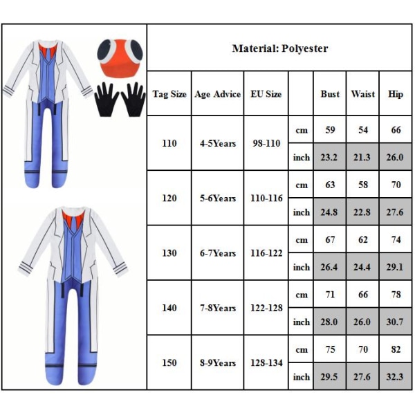 Barn Unisex Regnbågsvänner Halloween Cosplay Kostym Jumpsuit 110cm