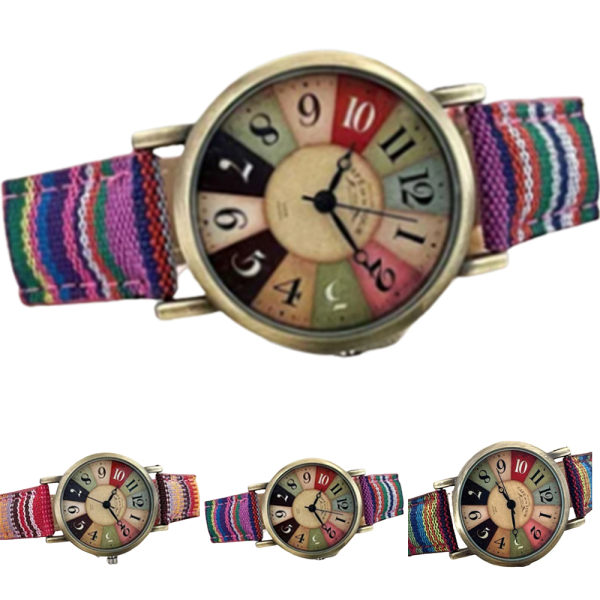 Quirky Boho Hippie Klocka Presenter för Hennes Kvinna Flick Bohemian Purple