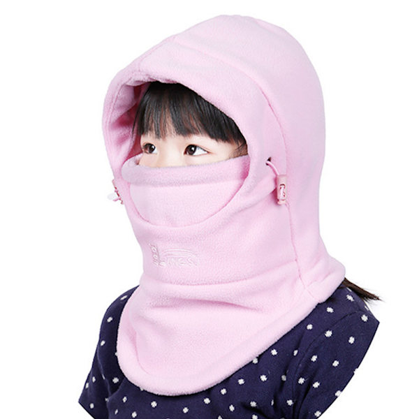 Vintervindtät Hatt för Barn, Skidmask & Halsöverdrag, Tjock & Varm Pink