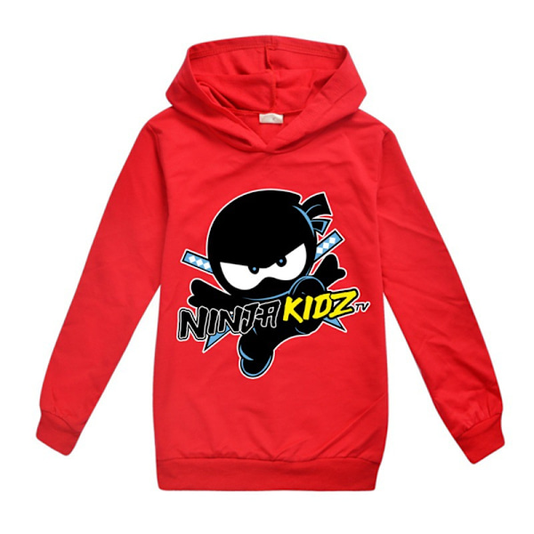 NUINJA Barn Hoodie Pojkar Flickor Långärmad Tröja Pullover Topp red 140cm