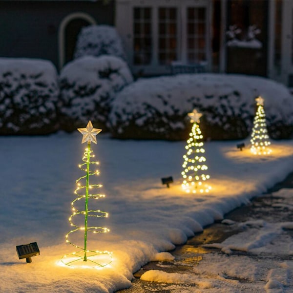 Solcellsdriven Spiral Julgran LED-lampa Utomhus Dekoration warm