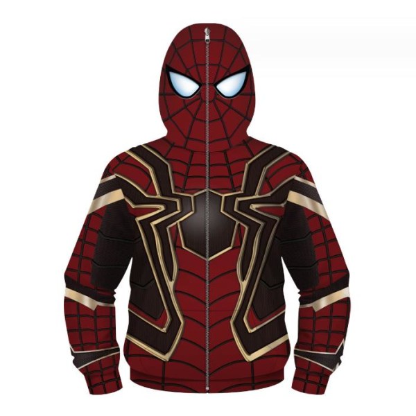 Marvel Spider Man Zip Up Cosplay Kids Hoodie Sweatshirt Jacka A XS