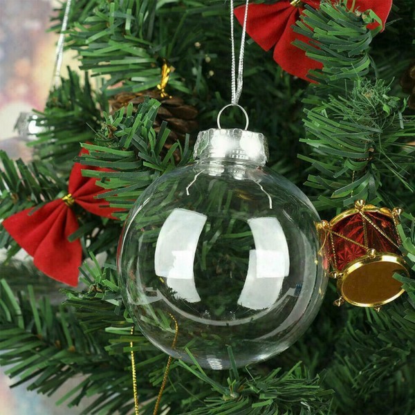 5-pack klar plast julgranskulor Xmas Tree Ornament Dekor silver 5PCS