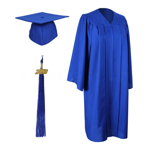 Graduation Klänning College Cap Set Unisex klänning med tofsar kostym Royal blue 45