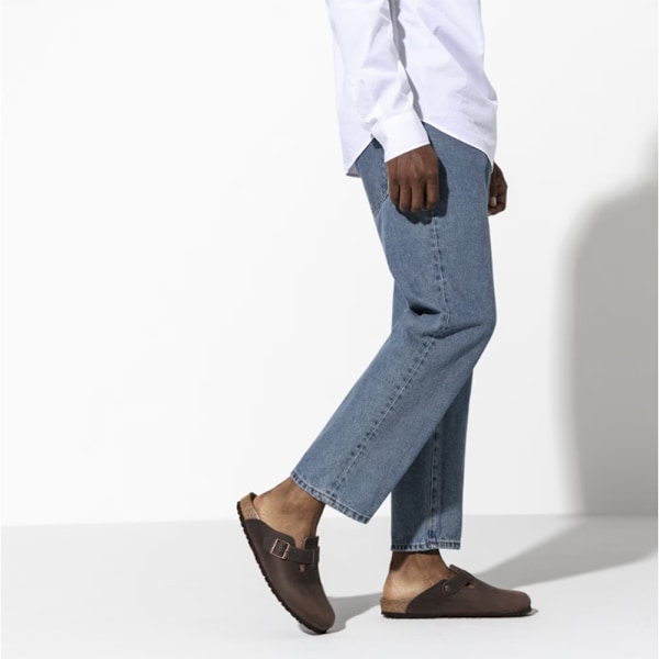 Birkenstock Boston Mjuka Fotbäddar Tofflor Unisex Slip On Vardagsskor Brown 45