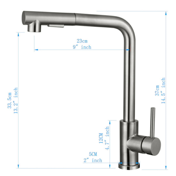 Køkkenarmatur 360° drejeligt, køkkenvask i rustfrit stål Stainless steel color