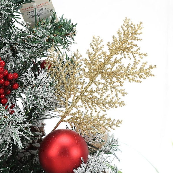 1 stk. Blomst Furu Blader Gren Plante Juletre Krans Dekor gold