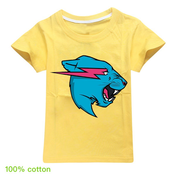 Pojke T-shirt Barn Flickor Tecknad Kortärmad Rundhalsad Toppar Barn Pojkar Grafiska T-shirts Yellow 130cm