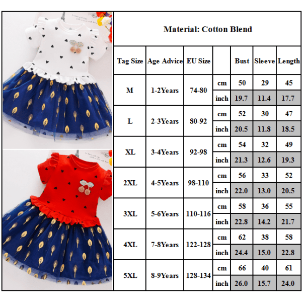 Kids Girl Crew Neck Kortärmad Polka Dot Printed Tutu Princess Short Top Dress White L