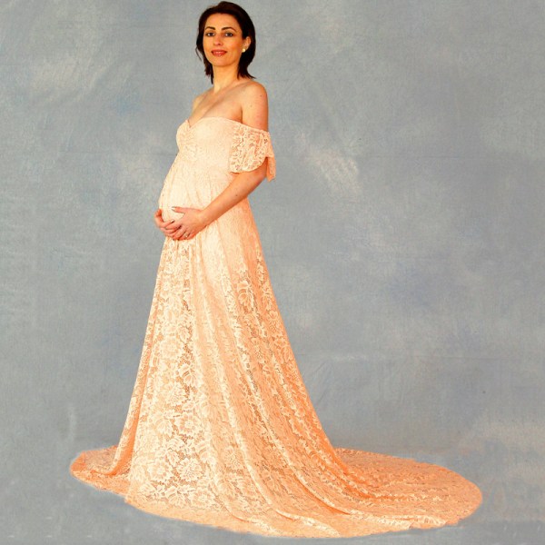 Mamma Graviditetsfotografering Off Shoulder Maxiklänning Bröllop apricot S  ad11 | apricot | S | Fyndiq