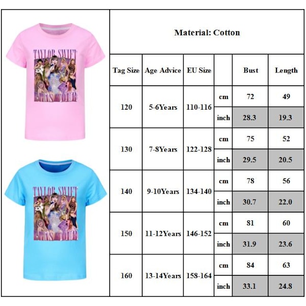 Taylor Swiftie Pojke T-shirt Barn Flickor Tecknad Kortärmad Rundhalsad Toppar Barn Pojkar Grafiska T-shirts White 140cm