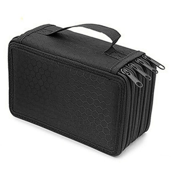 4 Zip Stor kapacitet skolpenna Pennfodral Zip Bag Case Hot Black