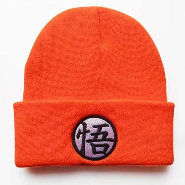 Hatt för män med tecknad "Wu" broderad stickad hatt för vuxna julklapp orange