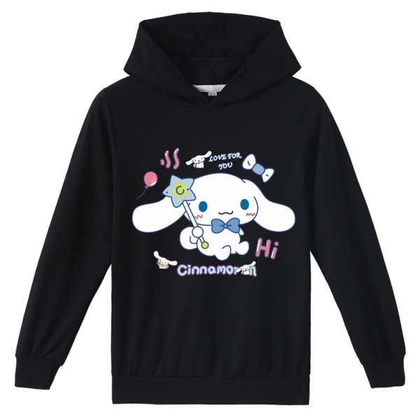 Barn Flickor Cinnamoroll Print Sweatshirt Hoodie Hood Pullover Långärmade Toppar Black 140cm