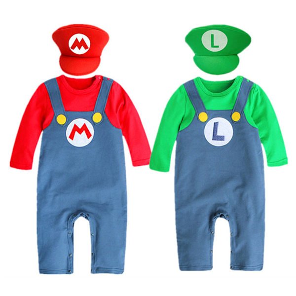 Baby Super Mario Kostyme Karneval Hatt Sett Party Cosplay red 80ccm
