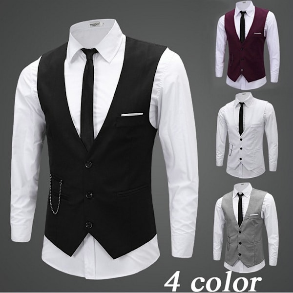 Herrar Slim Fit Klänningsvästar Kostymjackor wine red 3XL