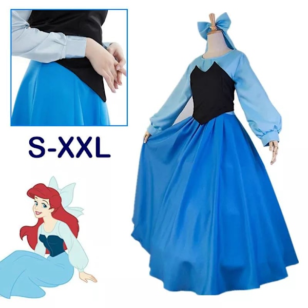 Vuxen Sjöjungfru Kostym Ariel Klänning Prins Eric Cosplay Kostym Maskerad Outfit XL