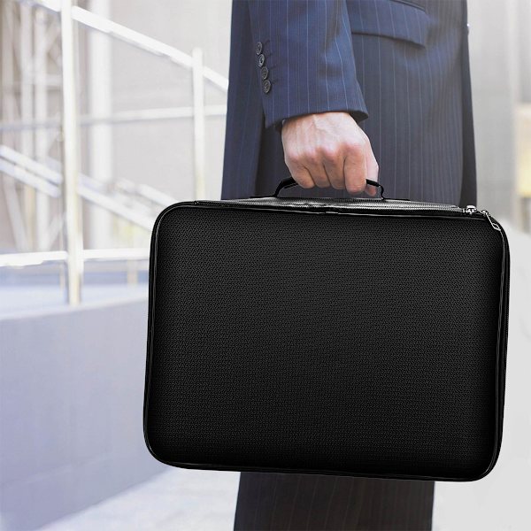 Vattentät dokumentväska, med säkerhetslås, portfölj, 7 fack, stort förvaringsutrymme, för förvaring och organisering av viktiga dokument 36.14 x 27.4 x 10.4 cm