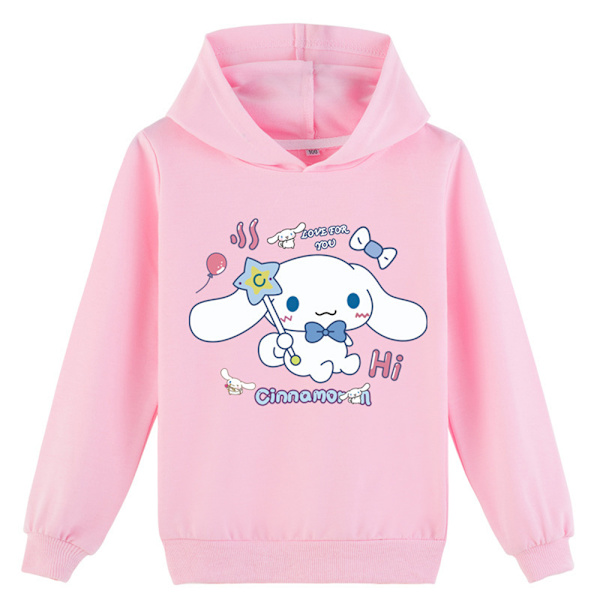 Børn Piger Cinnamoroll Print Sweatshirt Hættetrøje Hætte Pullover Langærmet Toppe Pink 140cm