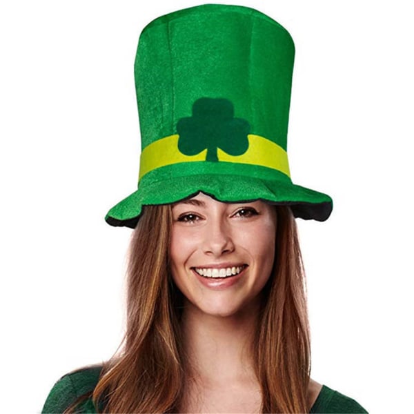 St Patrick's Day Hatt Grön sammet Top Hat Kostym Festtillbehör