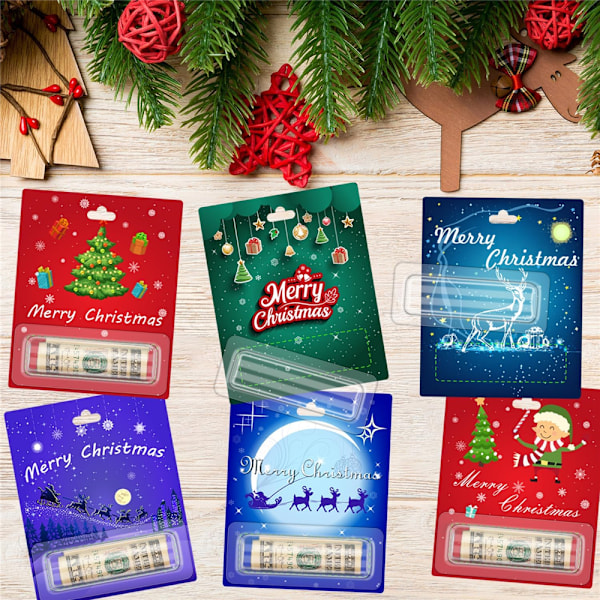 Flerfärgade 12 st julpengapåsar för kontanter Roliga julkort Ornament med lock för juldekorationer Kontantgåva 12PCS