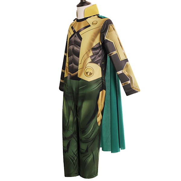 Barn Ragnarok Loki Cosplay Kostym Halloween Superhjälte Cosplay Jumpsuit Kappa L