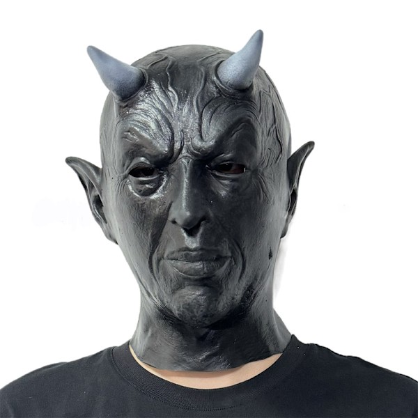 Läskig demonmask för Halloween, Thanksgiving och juldekorationer - Högkvalitativt latex för en autentisk skräcklook Black