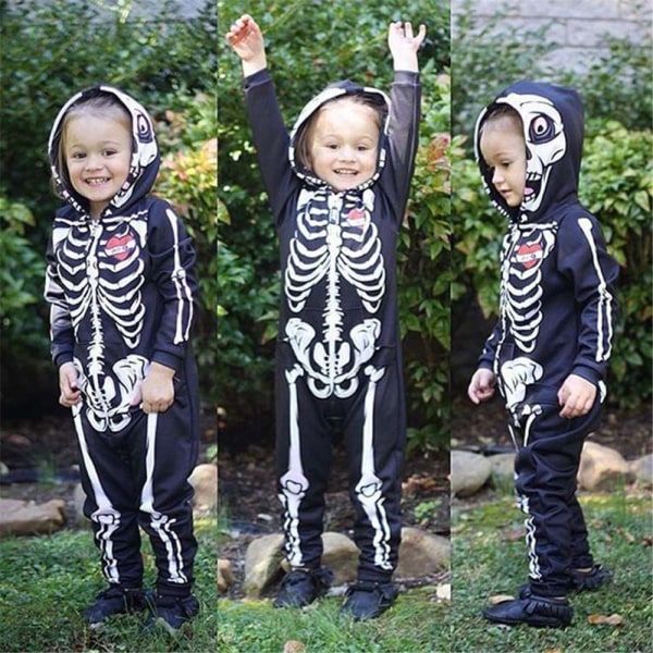 Halloween kostym nyfödd baby pojke kostym skelett jumpsuit 70cm