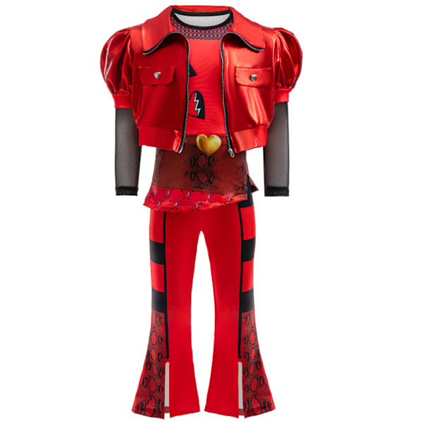 Barnens Descendants The Rise of Red Cosplay Kostym Halloween Kappa Topp Byxor Outfit 110cm