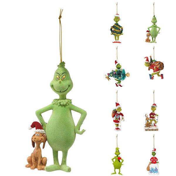 Juletre Grinch Hengende Ornamenter Santa Anheng Juledekor A