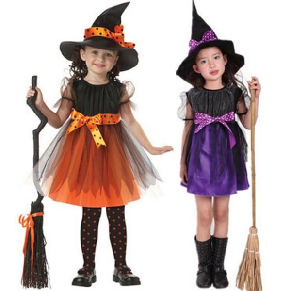 Barn Tjej Halloween kostym Häxa Vampyr Fest Skräck Klänning Green&Purple  2-3Years 742a | Green&Purple | 2-3Years | Fyndiq