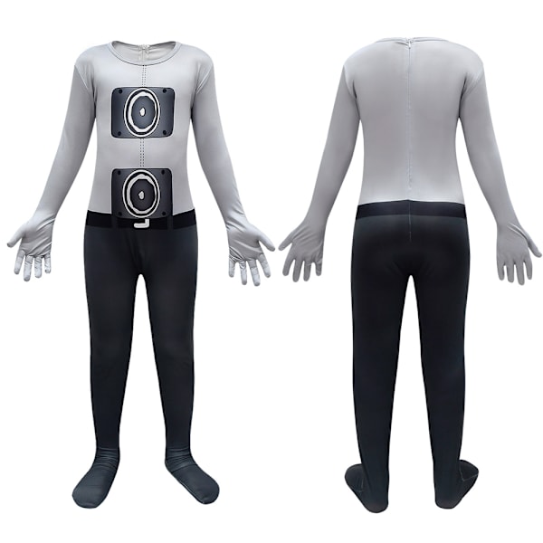 Lasten Skibidi Toilet TV Man Halloween -asu, haalari ja maskisetti 140cm